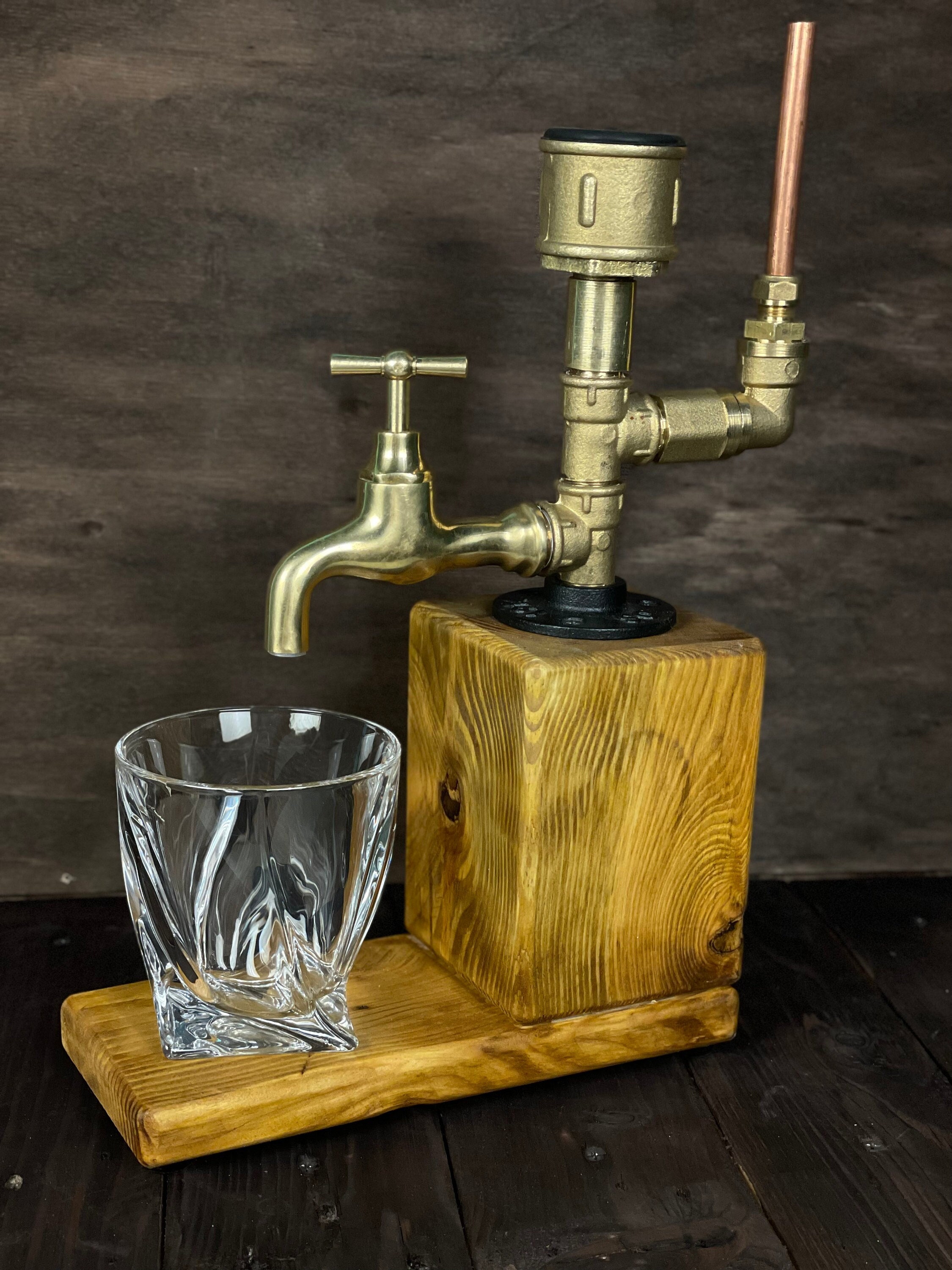 Steampunk alcohol dispenser, Alcohol dispenser, Wood drink fountain, Liquor dispenser, Whiskey dispenser,Home bar decor,Alcohol gift for him