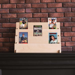 Espositore per carte da baseball in legno, contenitore per carte da football, scatola per carte da basket, espositore per carte graduate, espositore per carte collezionabili, porta carte sportive
