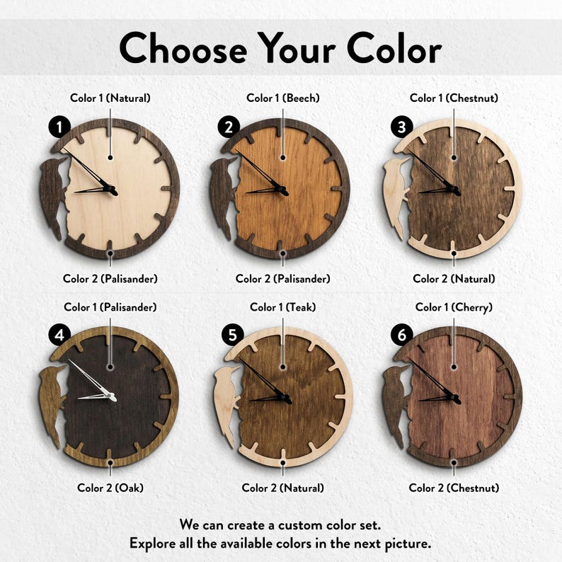Woodpecker Wall Clock, Bird Clock,Wall Clock Unique,Nature Wall Clock,Animal Wall Clocks,Wall Clock Large,Housewarming Clock,Wood Wall Clock image 4