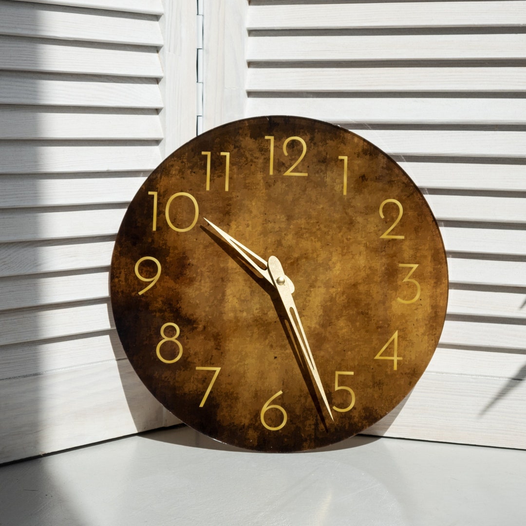 Brown Wall Clock Unique Table Clock Rustic Wall Clock Etsy