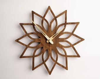 Horloge murale mandala, horloge murale en bois faite main, horloge unique, horloges en bois faites main, grande horloge murale moderne, horloges murales uniques