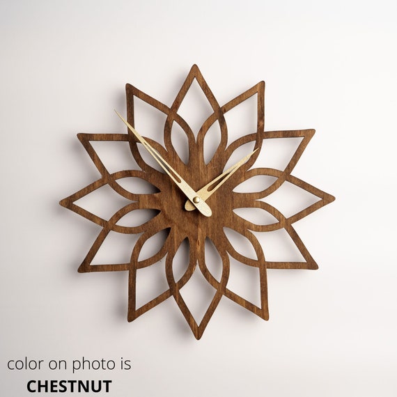 Mandala Wall Clock, Handmade Wooden Clock Wall, Clock Unique, Wooden Handmade Clocks, Large Wall Clock Modern, Unique Wall Clocks
