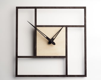 Reloj de pared cuadrado, reloj de pared minimalista, reloj grande, reloj moderno, reloj de madera único, reloj de pared nórdico, reloj de pared elegante, decoración de pared del reloj