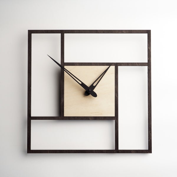 Square Wall Clock, Minimalist Wall Clock, Large Clock, Modern Clock, Wood Clock Unique,Nordic Wall Clock,Stylish Wall Clock,Clock Wall Decor