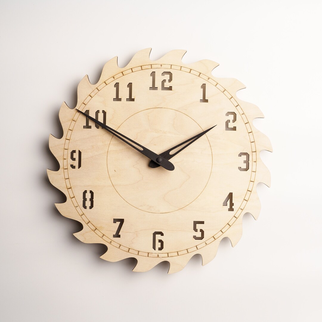 Circular Saw Blade Clock, Modern Wall Clock Wood, Wooden Wall Clock