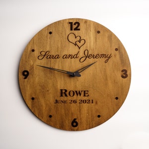 Personalized Wedding Clock, Anniversary Wall Clock, Engraved Wall Clock, Custom Name Clock, Wedding Gift Clock, Anniversary Gift for Couple