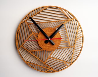 Modern Wall Clock Wood, Geometric Wall Clock, Wall Clock Minimalist, Wood Wall clock, Wall Clock Unique Wood, Circle Wall Clock