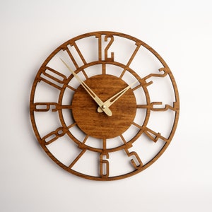 Handmade Wooden Clock, Wooden Clock Wall Decor, Wooden Large Wall Clock, Wood Wall Clock With Numbers, Wall Clock Wooden, Wall Hanging Clock image 1