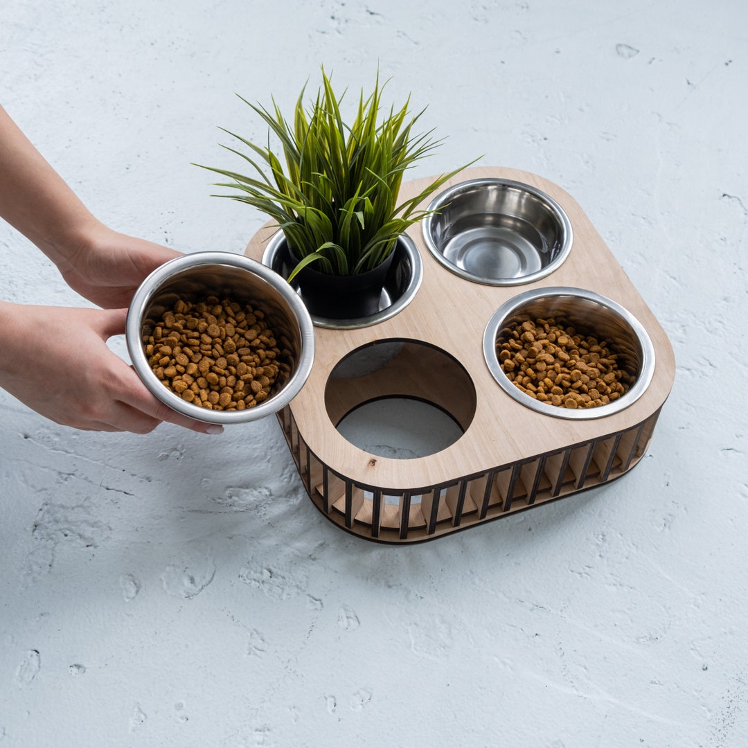 Cat Feeder Stand Cat Feeder Storage Cat Food Tray Cat Etsy