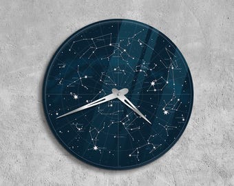 Astronomical wall clock, Acrylic wall clock, Zodiac clocks, Celestial wall clock,Star clock,Astrology clock,Cosmic wall clock,Printed clocks