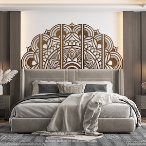 Mandala king headboard, Bed wall decor, Half moon headboard, Bed wall panel, Headboard panels, King headboard wood, Headboard queen wood