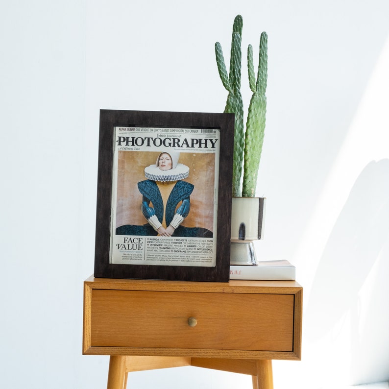 Magazine picture frame, Magazine frames, Magazine cover frame, Collectible magazine frame, Magazine holder wall mount, Wood picture frame image 2