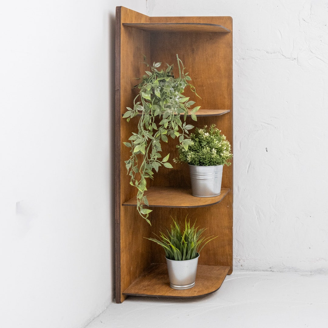 Corner Bookshelf Wood,corner Kitchen Shelf, Wooden Bookcase, Corner
