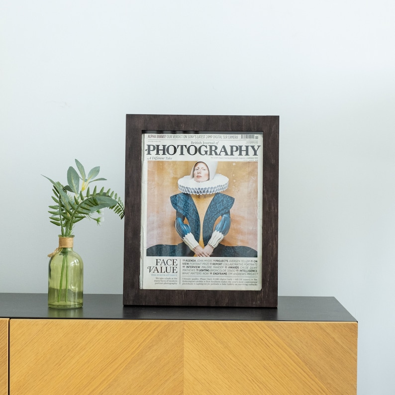 Magazine picture frame, Magazine frames, Magazine cover frame, Collectible magazine frame, Magazine holder wall mount, Wood picture frame image 3