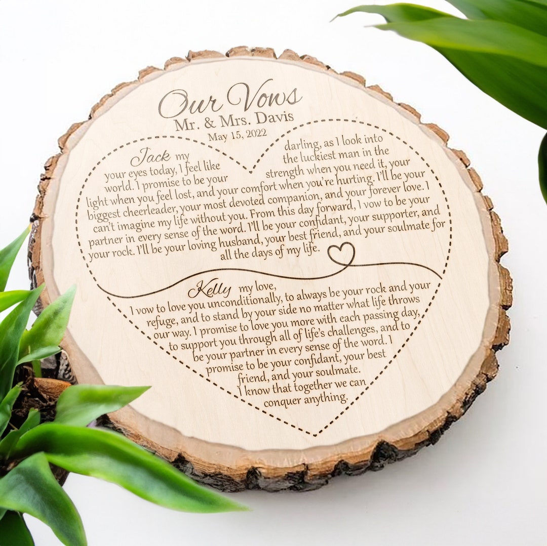 Personalized Wedding Vows, Wedding Vows Wood Slice, Wedding Vows