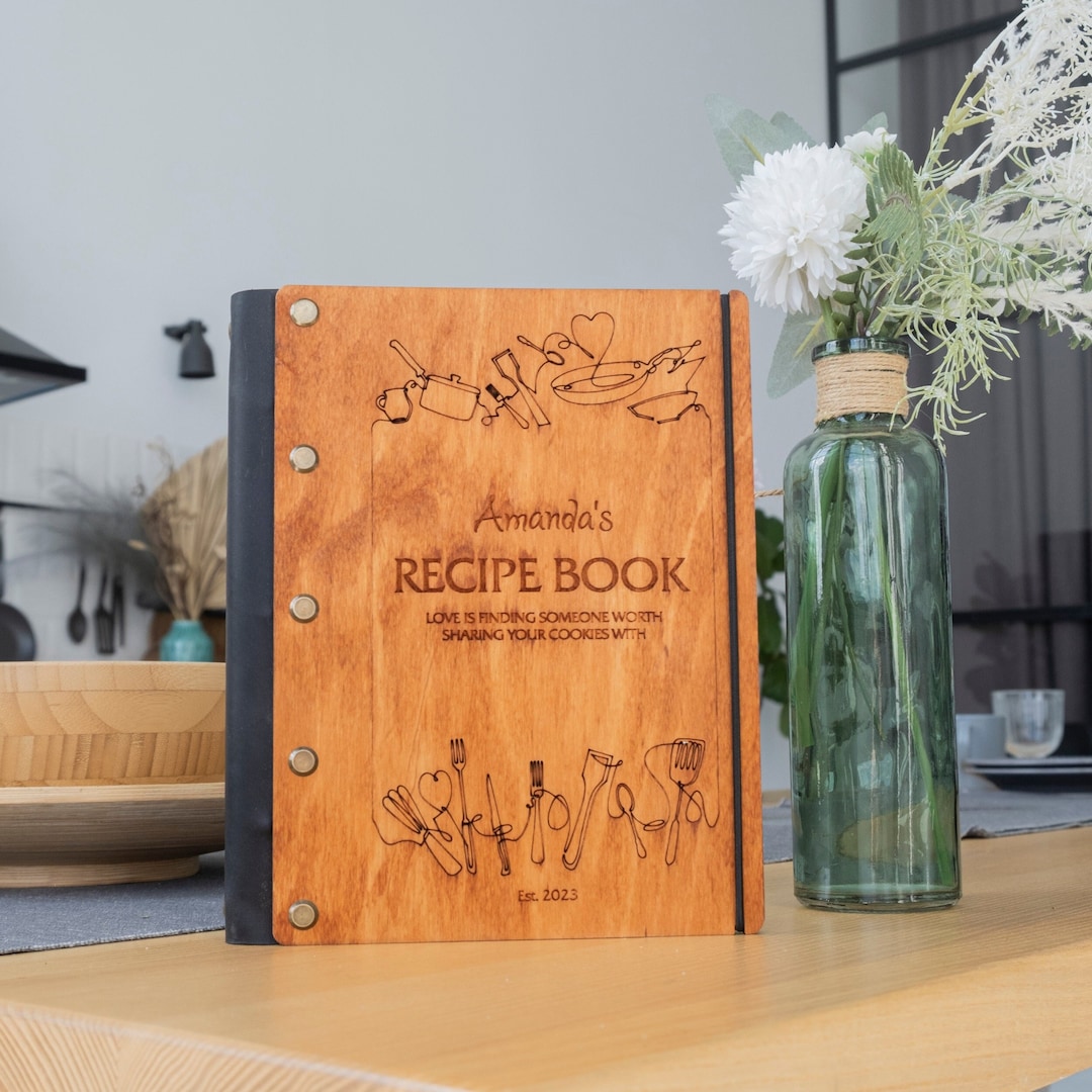 Personalized Cookbook, Custom Recipe Book, Blank Recipe Book, Engraved Recipe Book, Recipe