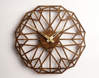 Horloge en bois faite main, horloge minimaliste moderne, grande horloge murale en bois, horloge murale, horloge murale unique, horloge murale moderne en bois