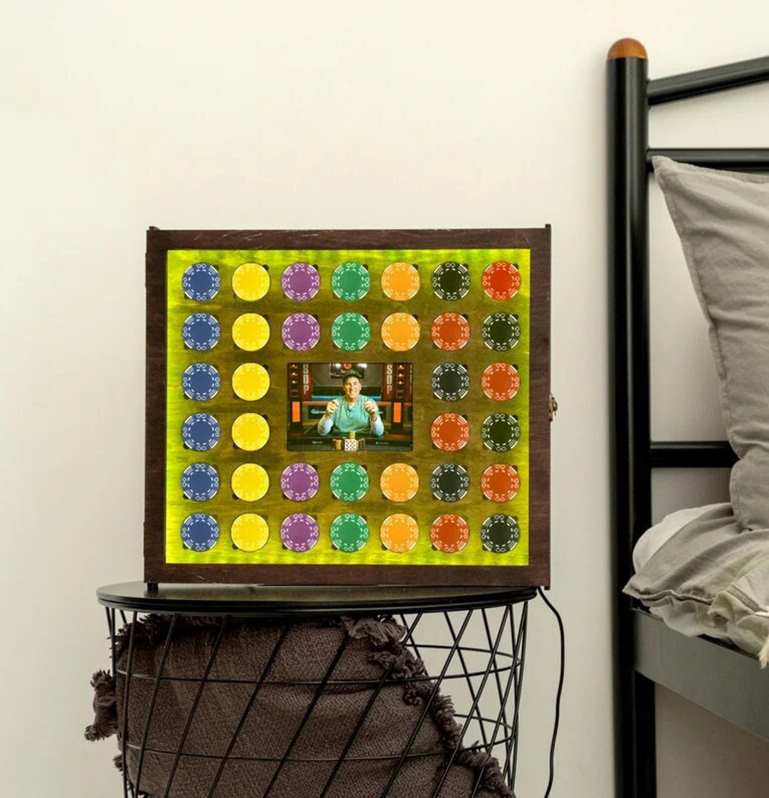 Poker Chip Display Frame With Led, Poker Chip Display Case, Poker Chip