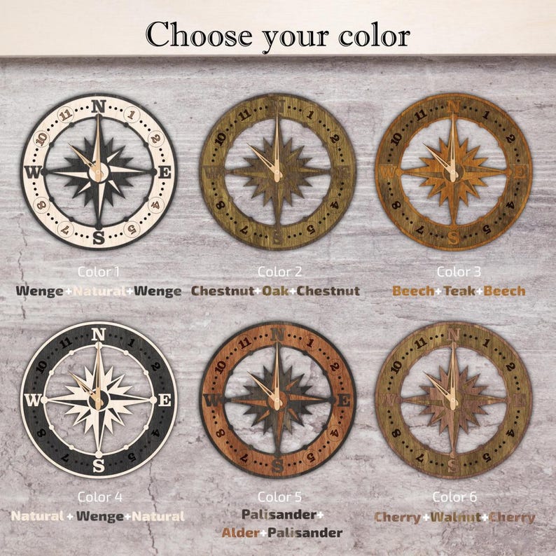 Compass Wall Clock, Nautical Wall Clock, Coastal Wall Clock, Man Cave ...