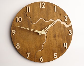 Lightning Wall Clock, Thunder Wall Clock,Wall Clock Unique,Wall Clock Modern,Wall Clock Large,Wall Clock Wood,Kitchen Clock,Wall Clock Decor