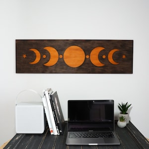 Moon phases wall art, Moon phase sign, Moon phase hanging for wall, Moon wood sign, Wooden moon phases,Lunar phase wall art,Lunar wall decor