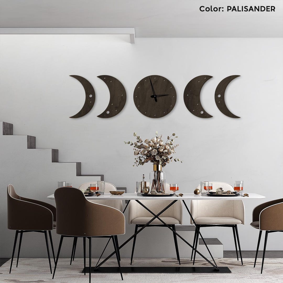 Moon Phase Wall Clock, Lunar Wall Clock, Celestial Wall Clock, Moon ...