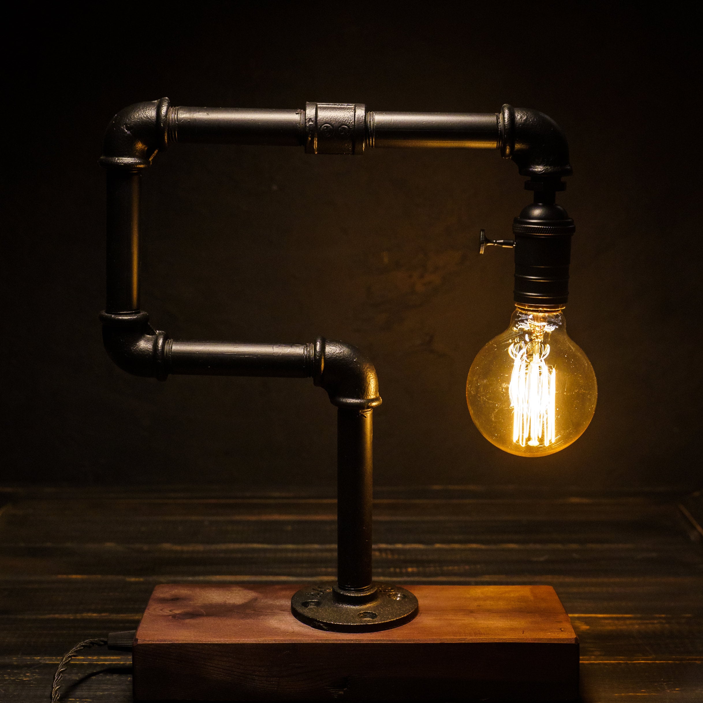 Steampunk desk lamp, Steampunk desk accessories, Copper lamp, Industrial desk lamp, Edison lamp wood, Art deco lamp, Edison bulb desk lamp
