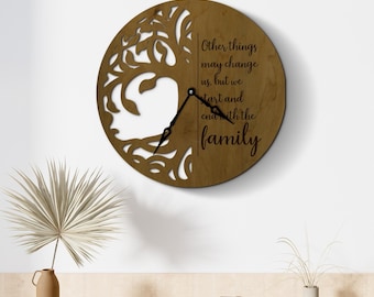 Family tree clock, Family wall clock, Tree of life wall clock,Unique wall clock with custom message,Nature wall clock,Anniversary wall clock