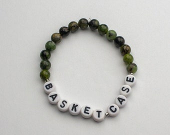 Basket Case Bracelet - Green Day- Made with 6mm Chrysoprase  (Dark Green)  -Green Day Gift, Music Gift - Green Day Fan