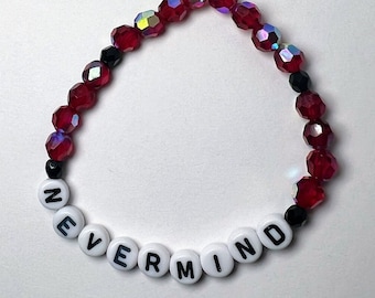 Nevermind Bracelet - Nirvana - Red Crystals and Black Beaded Bracelet - Handmade using Recycled Beads! Nirvana Gift - Kurt Cobain - Bands