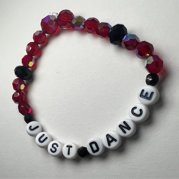 Just Dance - Beaded Bracelet - Lady Gaga -   Red and Black Crystal Bracelet - Handmade using Recycled Beads and Crystals! - Gaga Gifts