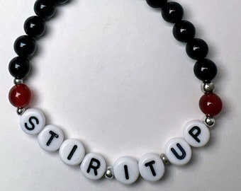 Stir it Up Bracelet - Bob Marley Songs - Black and Red Beaded Bracelet - Bob Marley Gifts - Made with 6mm Black Onyx and Red Agate Gemstones