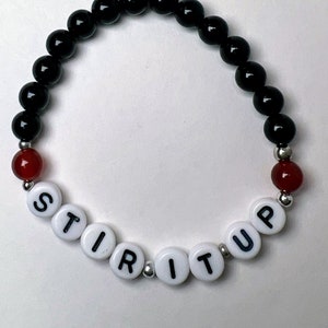 Stir it Up Bracelet Bob Marley Songs Black and Red Beaded Bracelet Bob Marley Gifts Made with 6mm Black Onyx and Red Agate Gemstones image 1