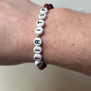 Stir it Up Bracelet Bob Marley Songs Black and Red Beaded Bracelet Bob Marley Gifts Made with 6mm Black Onyx and Red Agate Gemstones image 2