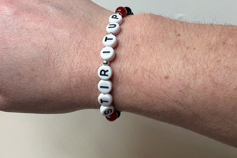 Stir it Up Bracelet Bob Marley Songs Black and Red Beaded Bracelet Bob Marley Gifts Made with 6mm Black Onyx and Red Agate Gemstones image 2