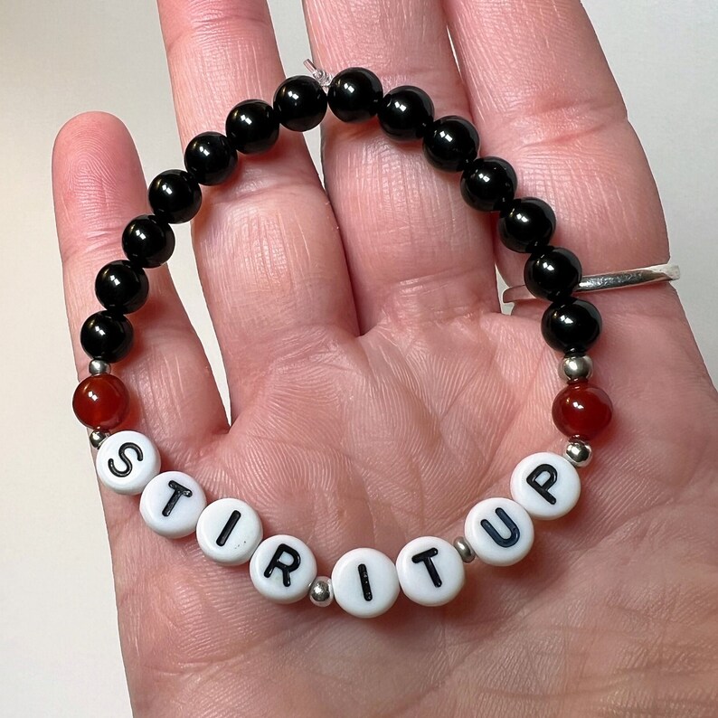 Stir it Up Bracelet Bob Marley Songs Black and Red Beaded Bracelet Bob Marley Gifts Made with 6mm Black Onyx and Red Agate Gemstones image 3