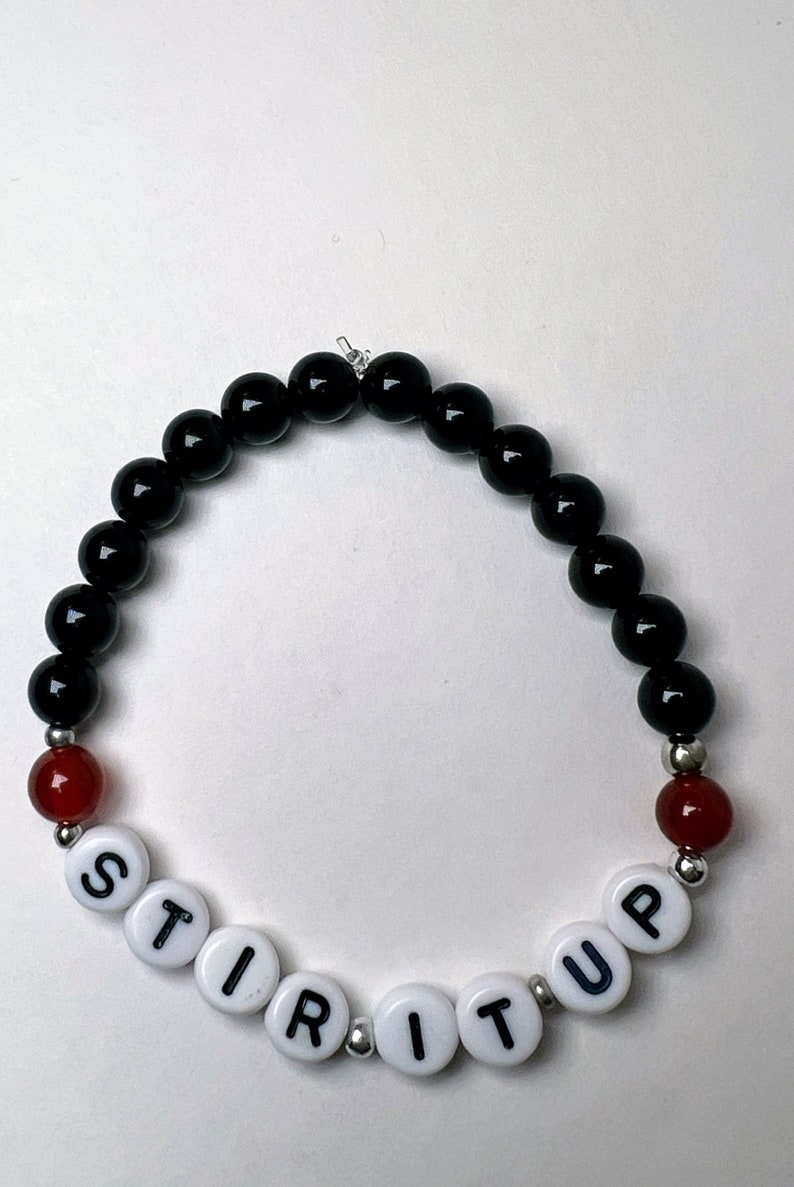 Stir it Up Bracelet Bob Marley Songs Black and Red Beaded Bracelet Bob Marley Gifts Made with 6mm Black Onyx and Red Agate Gemstones image 1