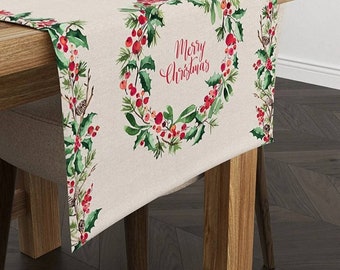 Kerstboom Tafel Runner, Groene tafel Setting, Kerst Decor, Rustieke Vakantie Decor, Winter Tafel Runner, Vakantie Boerderij Tafel Decor