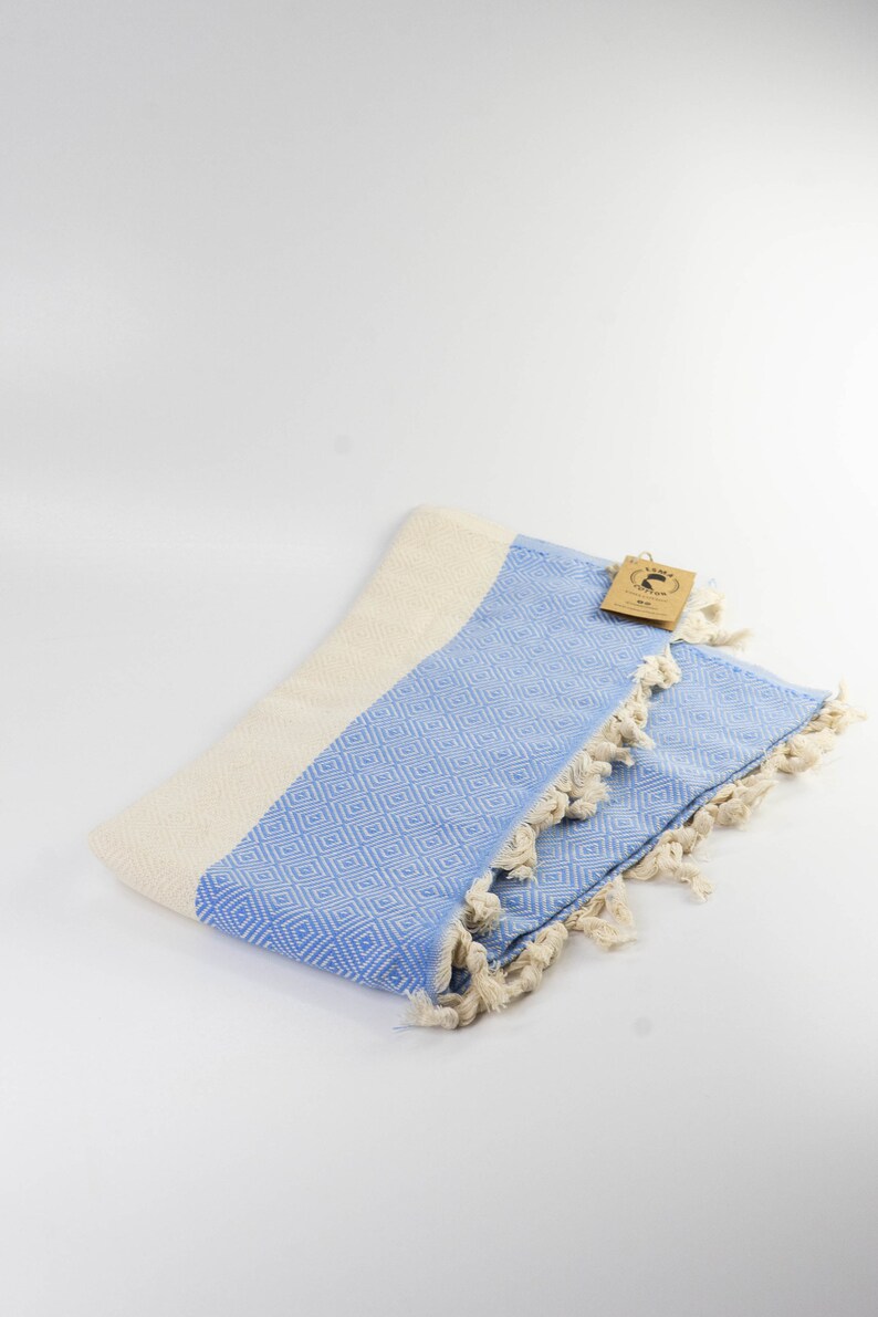 Original Cotton Bath Towel, Turkish Beach Towel, Light Blue Peshtemal