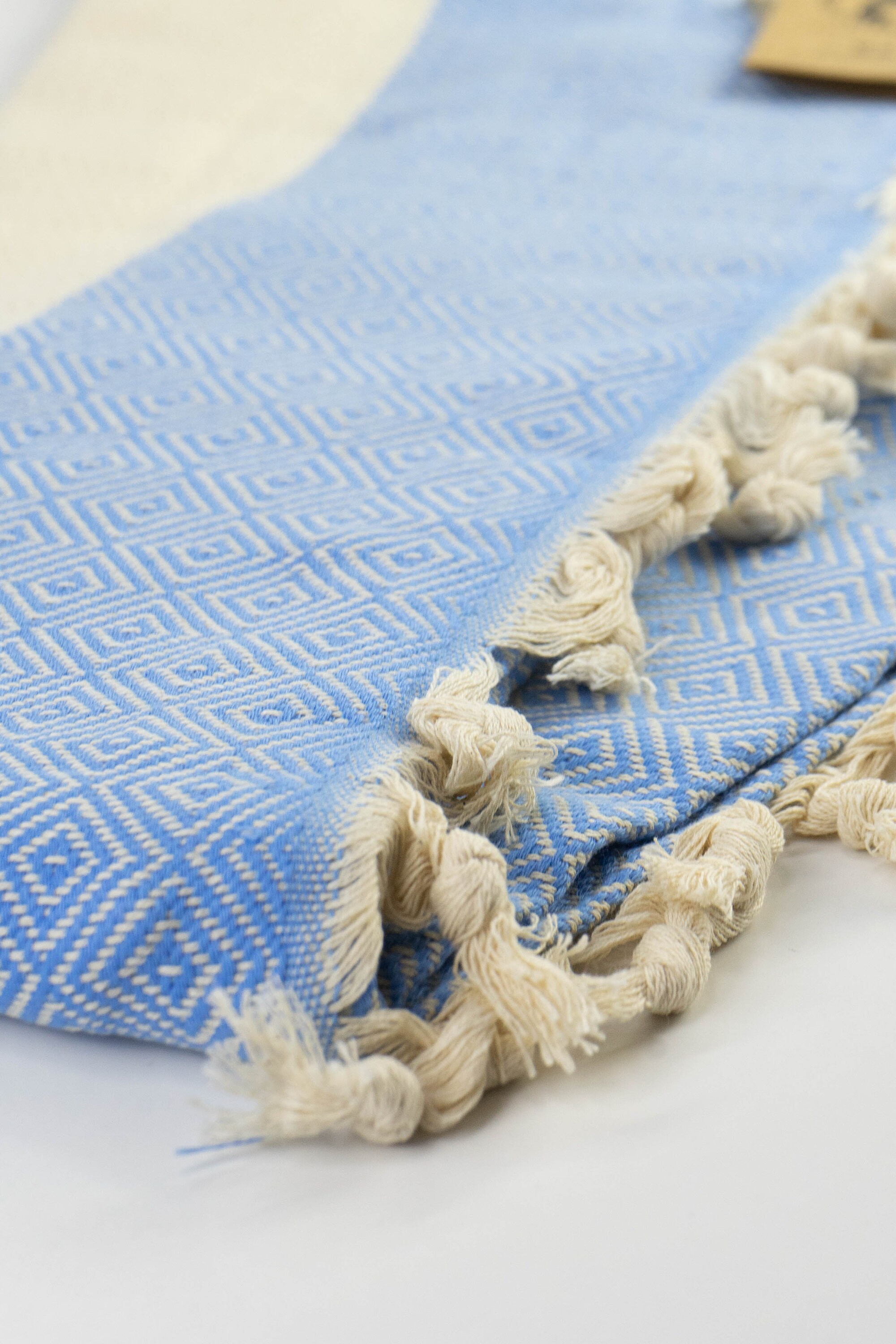 Original Cotton Bath Towel, Turkish Beach Towel, Light Blue Peshtemal