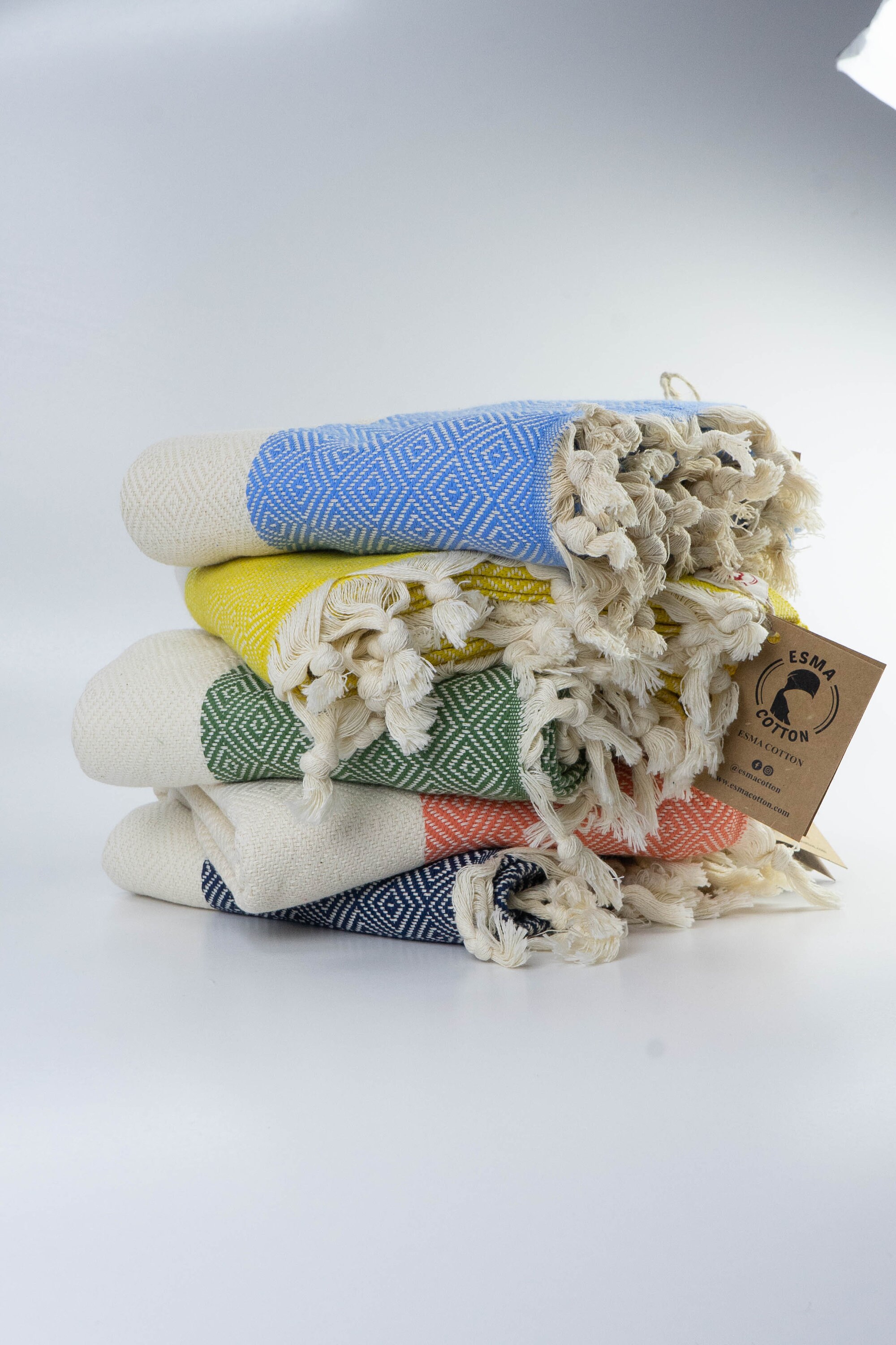 Original Cotton Bath Towel, Turkish Beach Towel, Light Blue Peshtemal