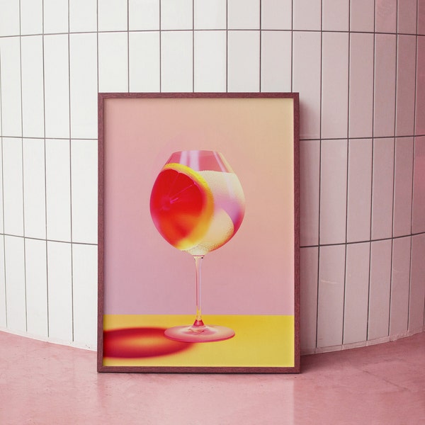 Aperol spritz Cocktail Prints, Liquid colorful Print, Pink and orange print, Cocktail Decor, Cocktail Print, Wall Art, Cocktail Printable