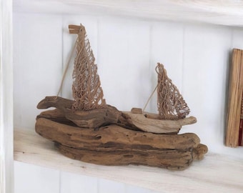 Barcos de vela fantasma Barcos de vela de madera flotante hechos a mano