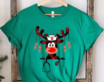 Christmas Nurse Shirt, Christmas Nursing School Shirt, Santa Gift For Nurses, Stethoscope Nurse Tee, Nurse Graduation Gift Tee, RN Nurse Tee