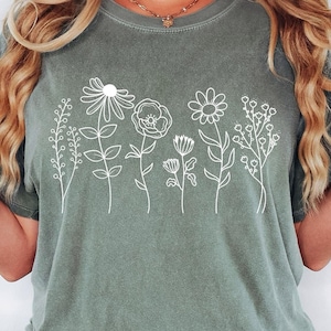Comfort Colors® Wildflower Shirt, Floral Cottagecore Shirt, Botanical Shirt, Flower Shirt, Nature Shirt, Wildflower Tshirt,Wild Flower Shirt