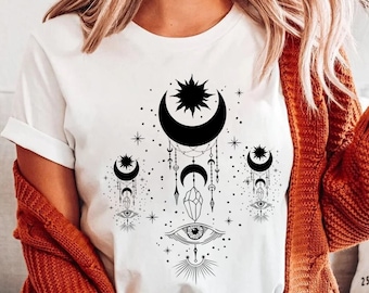 Evil Eye Shirt Sun and Moon Shirt, All Seeing Eye Spiritual Shirts,Witchy Clothing,Witchy Things,Witchy Clothes,Witchy Shirt,Celestial Shirt