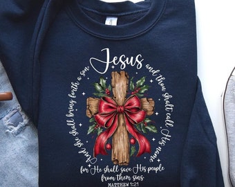 Jesus Christmas Sweatshirt, O Come Let Us Adore Him Shirt, Nativity Scene Christian Christmas, Marian Cross Shirt, Catholic Shirt Christmas