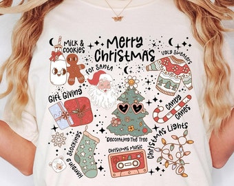 Comfort Colors® Retro Merry Christmas T-Shirt, Women's Christmas Vintage Shirt, Trendy Holiday Tee, Cute Christmas Tshirt, Christmas Gift