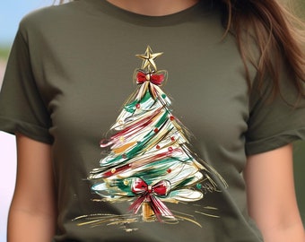 Merry and Bright Trees, Women's Christmas Shirt, Womans Holiday Shirt,Christmas Gift,Chic Winter Shirt,Cute Holiday Tee,Christmas Tree Shirt