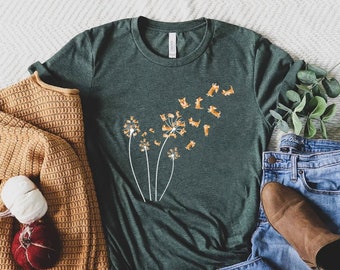 Dandelion Corgi Flower T-shirt, Cute Dog Lovers Gift Shirt, Gift For Dog Mom, Funny Dog Shirt, Dog Owner Women Shirt, Pet Owners Gifts,Corgi